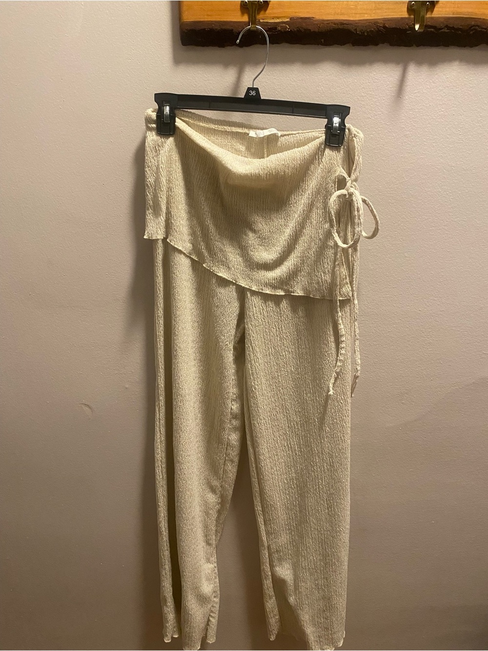 Zara Cream Wrap-Style Comfy Wide Leg Pants